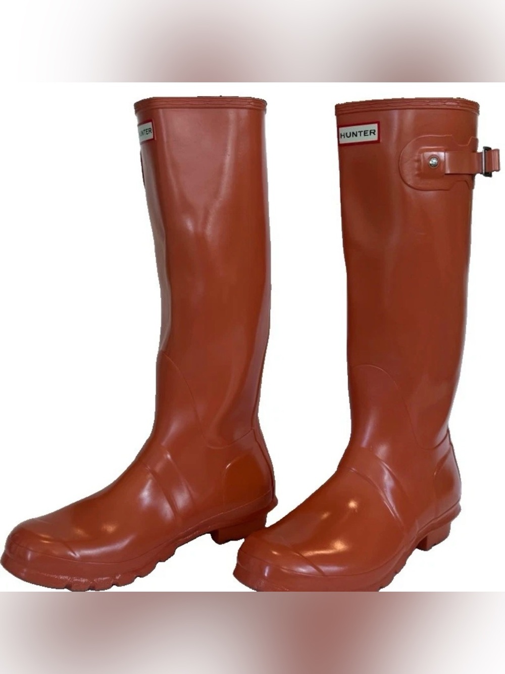 Hunter Women’s Original Gloss Orange Rain Boots Size 10 - Picture 6 of 10